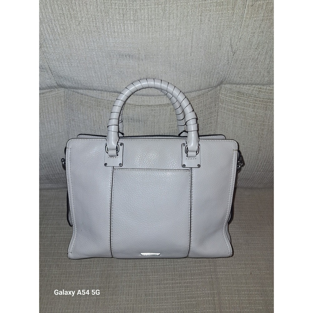7. Rebecca Minkoff Regan Satchel Light Gray Pebbled Leather Handbag Crossbody